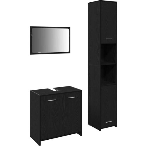 vidaXL Set kupaonskog namještaja od 3 dijela Crni hrast Konstruirano drvo Cene