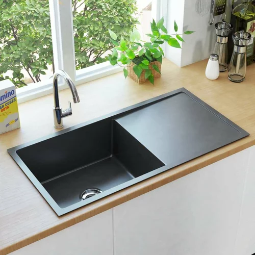  Ručno rađeni kuhinjski sudoper od nehrđajućeg čelika crni