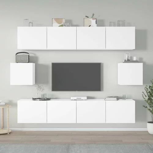  Komplet TV omaric 6-delni bel inženirski les, (20733868)