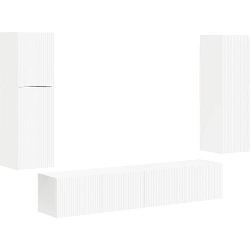 vidaXL Komplet TV omaric 4 pcs Bela Konstruiran les, (5000132215) Cene