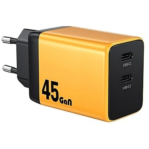 WEKOME WP-U33 Super brzi Strujni GaN Punjač, 2-porta USB (2 x 3.1 tipC) 45W, žuti Slike