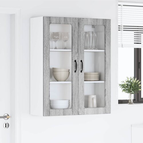  Zidni stakleni ormarić Lucca Siva sonoma 80 x 31 x 100 cm Slike