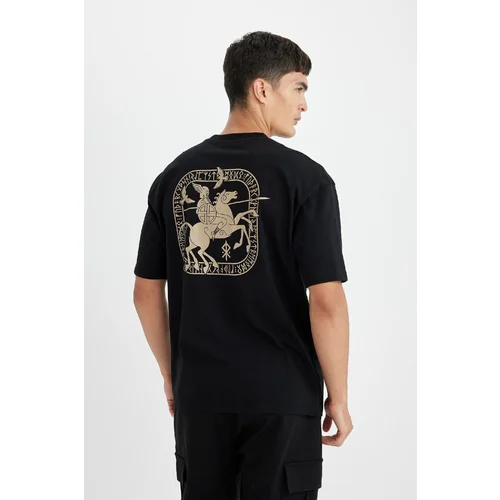 Defacto Oversize Fit Crew Neck Back Printed Short Sleeve T-Shirt