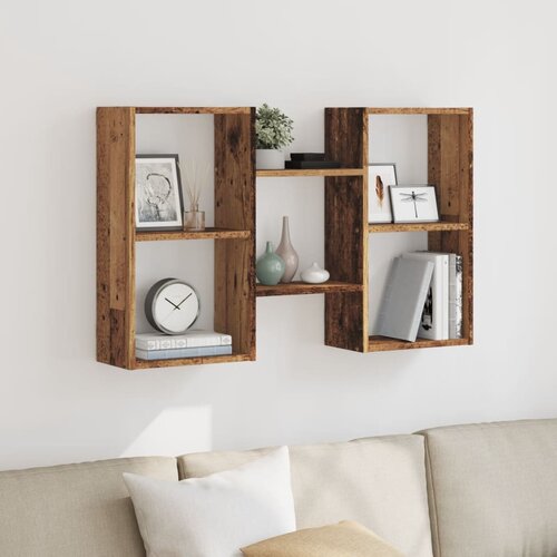 vidaXL Stenska polica starinski les 96x18x60 cm inženirski les Cene