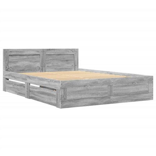 vidaXL Okvir za krevet s uzglavljem boja sivog hrasta 120x190cm drveni Cijene