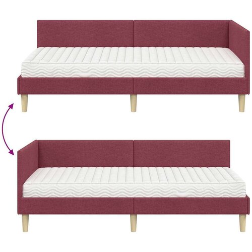  Kutni krevetni okvir s madracem Ostalo 2 pcs Siva tkanina Slike