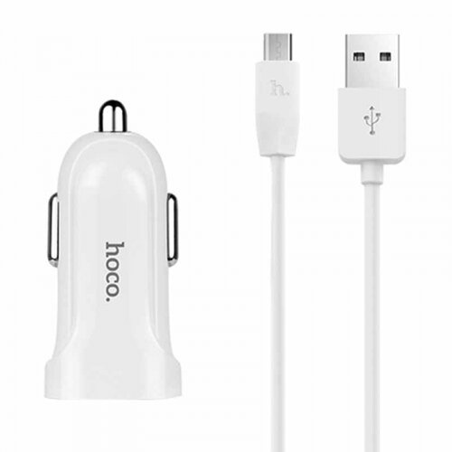 Hoco avtopolnilec Z2A 2,4 A s kablom 1m MicroUSB - bel Cene