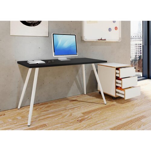 MID.YOU Pisalna Miza Salia, Antracit, Bela, 138x80cm Slike