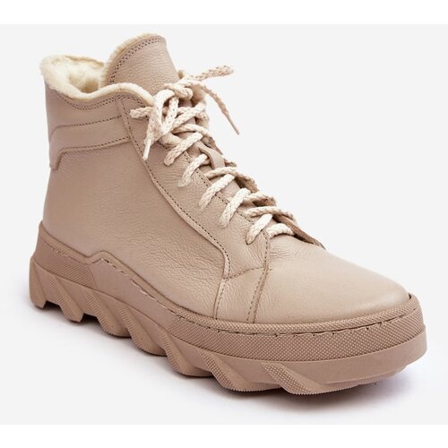 Kesi Women's insulated leather shoes on a beige Lemar Jevette platform Cene