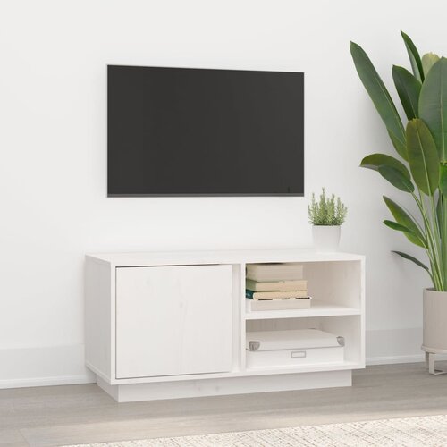 The Living Store TV omarica bela 80x35x40,5 cm trdna borovina - TV Omarica, (21375214) Slike