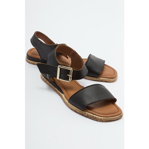 LuviShoes 713 Black Women's Sandals with Genuine Leather Slike