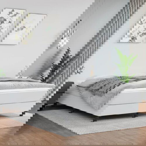 The Living Store Posteljni okvir bel 140x200 cm umetno usnje - Box Spring Posteljni Okvir, (21518386) Slike