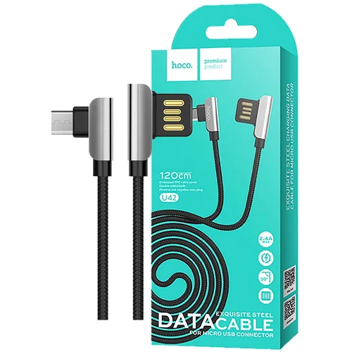  USB kabl za smartphone, micro USB, 1.2 met., 2.4 A, crna