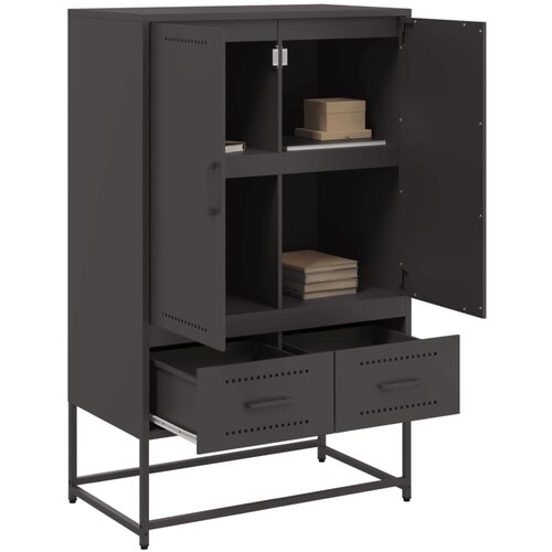  Visoka komoda crna 68x39x111,5 cm od čelika Slike