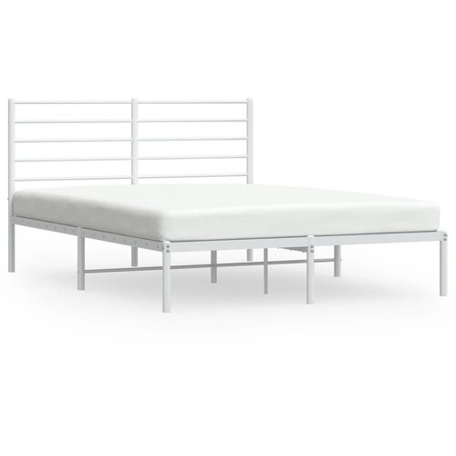 Maison Chic Kovinski Posteljni okvir - Dvoposteljna postelja - Zakonska postelja z vzglavjem bel 135x190 cm, (21693164) Cene
