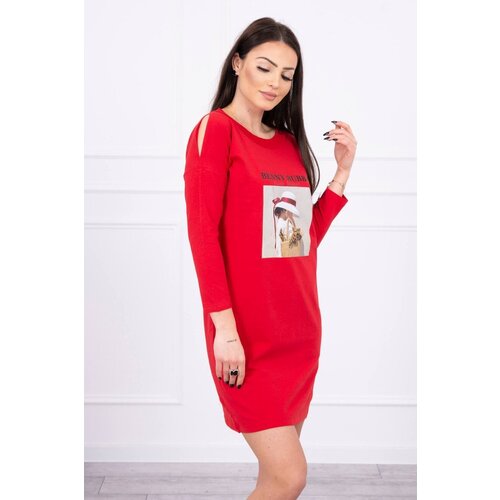 Kesi Dress with basket print red Slike