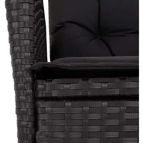  5-dijelni vrtni blagovaonski set s jastucima od poliratana crni Crna 90 cm table length Slike