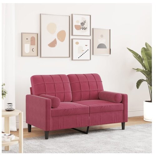vidaXL Dvosjed s ukrasnim jastucima boja vina 120 cm baršunasti Cijene
