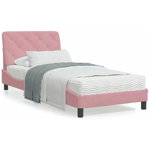  Okvir za krevet s uzglavljem ružičasti 90x200 cm baršunasti