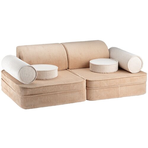 Wigiwama Svetlo rjava otroška sedežna garnitura iz rebrastega žameta 132 cm Settee – Cene