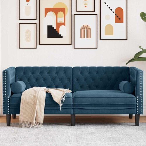  Chesterfield sofa s jastucima za 2 osobe, plavi bar&scaron;un Cijene