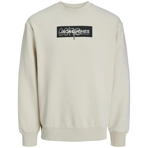 Jack & Jones Sweater majica svijetlosiva / crna / bijela