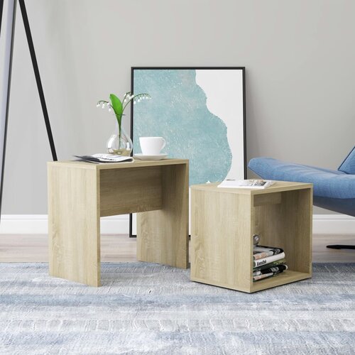 VidaXL Set stolića za kavu boja hrasta sonome 48 x 30 x 45 cm iverica Slike