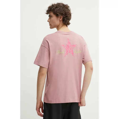 Converse Bombažna kratka majica roza barva, 10025187-A02