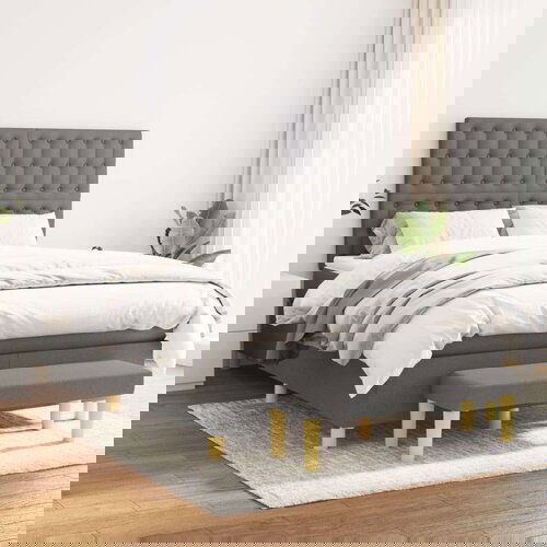  Krevet s oprugama i madracem tamnosivi 140x190 cm od tkanine Slike