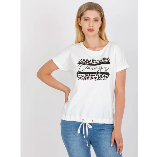 Fashion Hunters White cotton plus size t-shirt with a round neckline