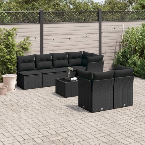 VidaXL 8-dijelni set vrtnih sofa od poliratana s jastucima crni Slike