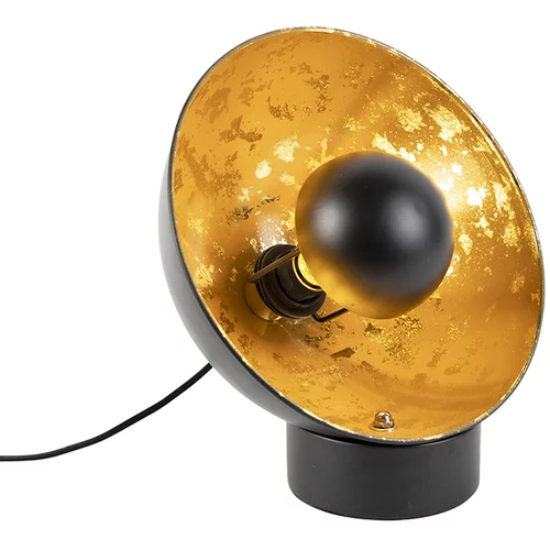 QAZQA Industrijska namizna svetilka črna z zlato notranjostjo - Magna Eglip