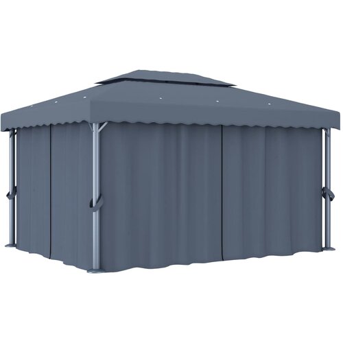 VidaXL Sjenica sa zastorom 4 x 3 m antracit aluminijska Slike