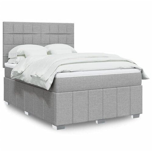 vidaXL Box spring posteljni z vzmetnico svetlo siv 140x190 cm blago Cene