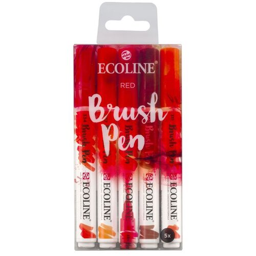  Vodene olovke Ecoline Brush Pen Red | Set od 5 komada (Royal Talens) KORIŠTENO Cijene