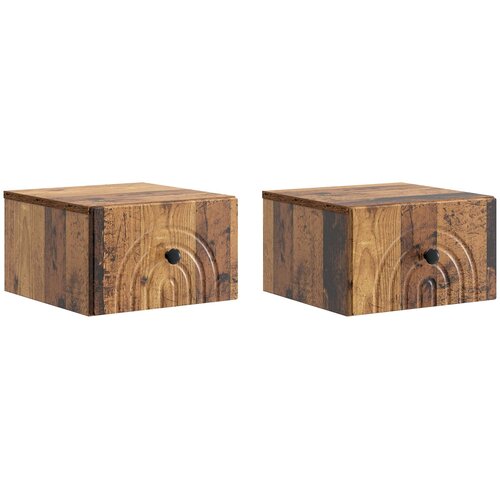  Noćni ormarić za montažu na zid s ladicama 2 pcs Staro drvo Cene