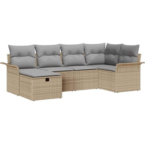  Sjedeća garnitura za vrt 6 kom. Poli ratan Siva 242,5 x 132,5 x 85 cm Slike