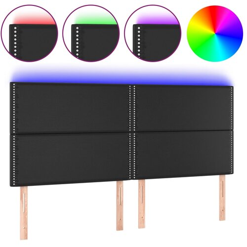 VidaXL LED posteljno vzglavje črno 200x5x118/128 cm umetno usnje, (20736687) Slike