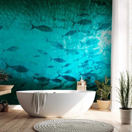  Foto tapeta - A shoal of dark fish 450x315 Vodootporna Slike