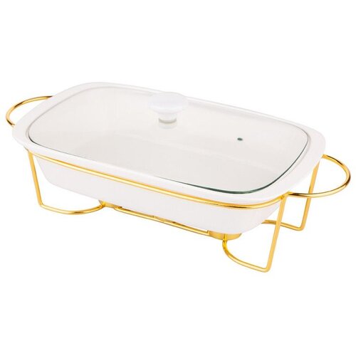Altom design pravokutna posuda za pečenje sa grijačem Mesa 1,7L, zlatno postolje - 020101226 Cene