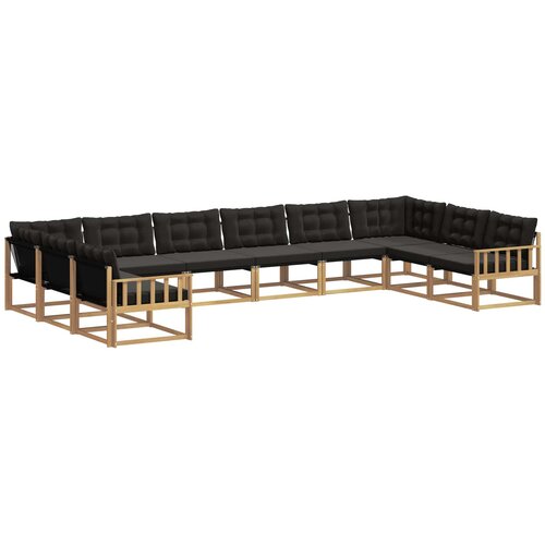 vidaXL Zunanja garnitura za sedenje z blazino 10 pcs Bela in črna, (5000279903) Cene