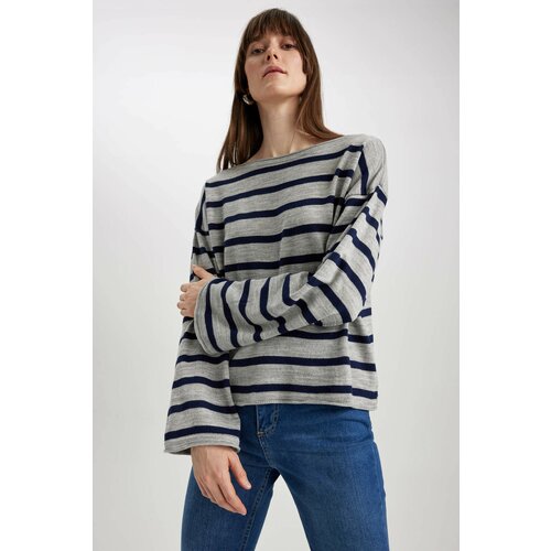Defacto Relax Fit Crew Neck Striped Sweater Slike
