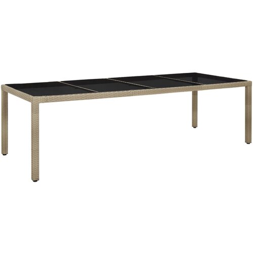VidaXL Vrtna miza bež 250x100x75 cm kaljeno steklo in poli ratan Slike