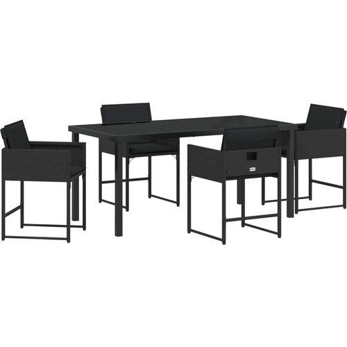  Set za blagovanje u vrtu s jastučićima Crni poli ratan Cijene