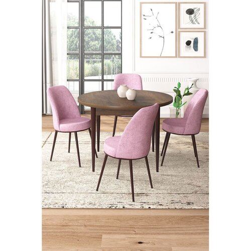 Hanah home Set Trpezarijski sto i 4 stolice, Roza-smeđa Cene
