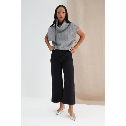 Trendyol Black More Sustainable High Waist Culotte Jeans Slike