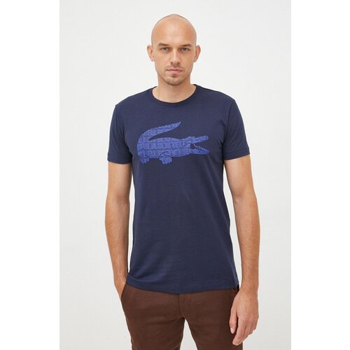 Lacoste Bombažna kratka majica mornarsko modra barva Slike