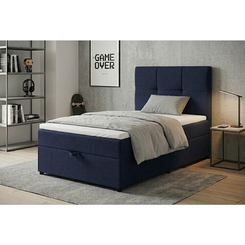 MID.YOU POSTELJA Z VZMETNICO 100 cm x 200 cm , tekstil, leseni material modra Slike