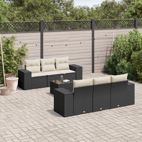 vidaXL 7-dijelni set vrtnih sofa od poliratana s jastucima crni Cene
