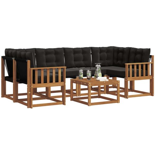  Set vanjskih sofa 7 kom. Prirodna i crna Slike